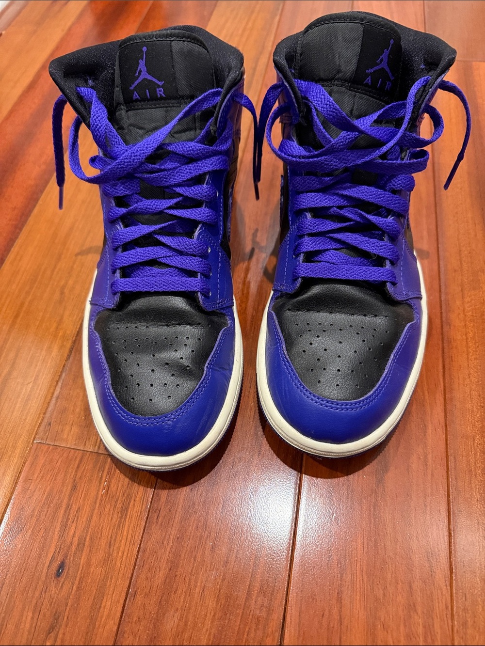 Jordan High-Top Sneakers - Black and Purple Accents